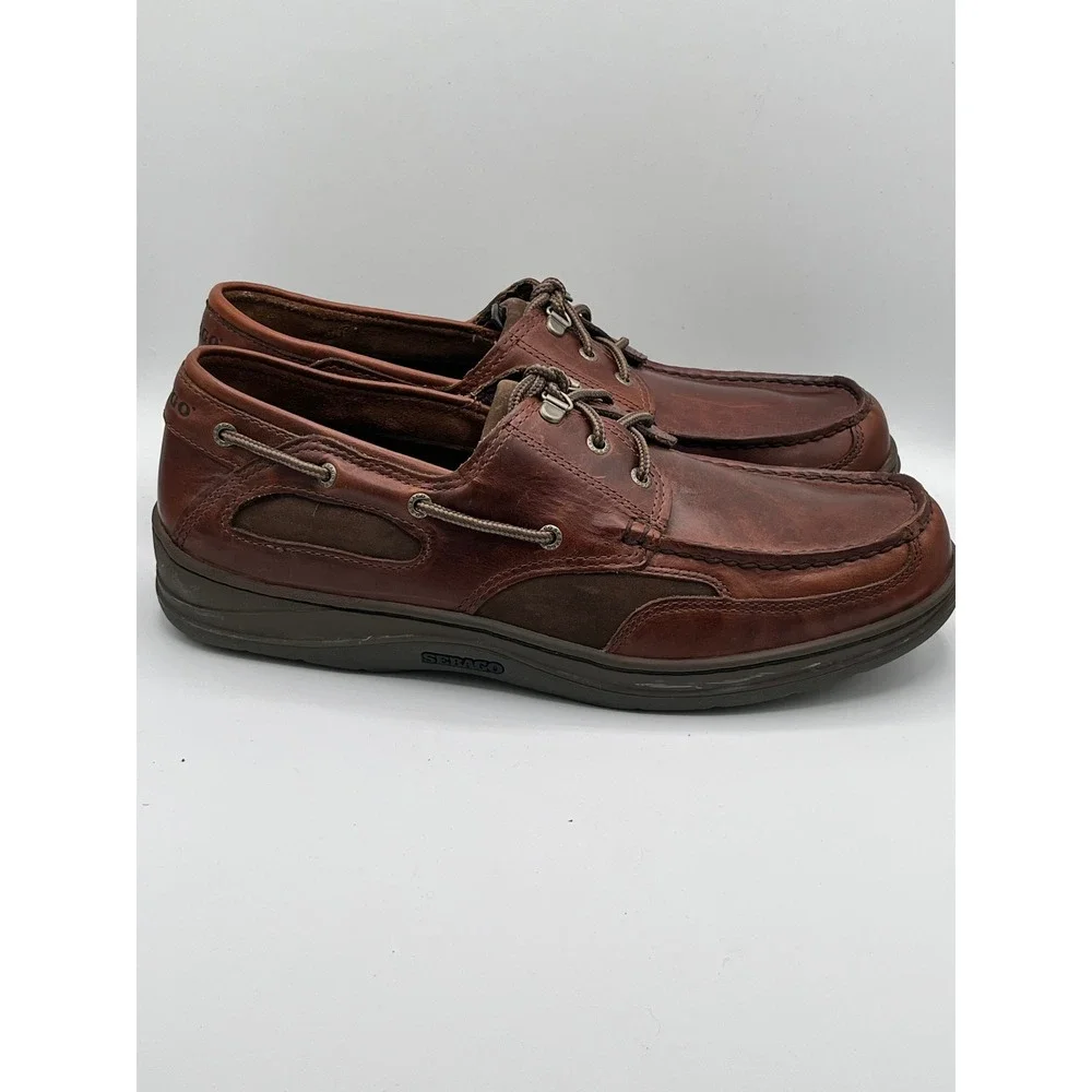 Sebago Men Brown Leather Boat Shoes B24343‎ Moc Toe Loafers Size 12M